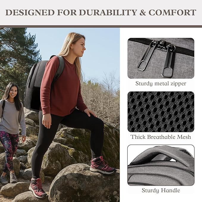 Travel Backpack, Laptop Backpack For Men Women, 17 Inch Water Resistant Slim Casual Daypack College School Travel Computer Nurse Work Bag Gifts for Men & Women, Grey