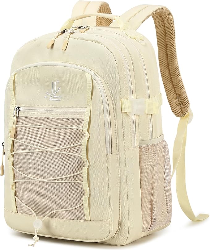 Lanola Student Teens Bookbags Business Travel Durable Water Resistant Backpack School bags College for Women & Men - Beige
