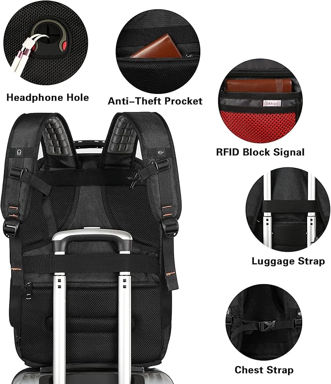 Jiefeike Travel Laptop Backpack, Extra Large Bookbag for Men Women,Basketball Backpack with USB Charging Port RFID Anti Theft TSA Approved College Student Waterproof Bag Fits 17 Inch Computer Notebook