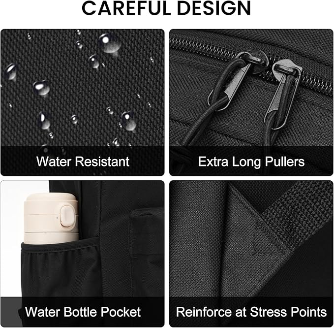10 PCS Black Backpack for School Teens Boys Girls, Lightweight Casual Backpacks for Men and Women, Classic Basic Water Resistant Casual Daypack, 15.6 Inch Laptop Bookbag for College High School Work