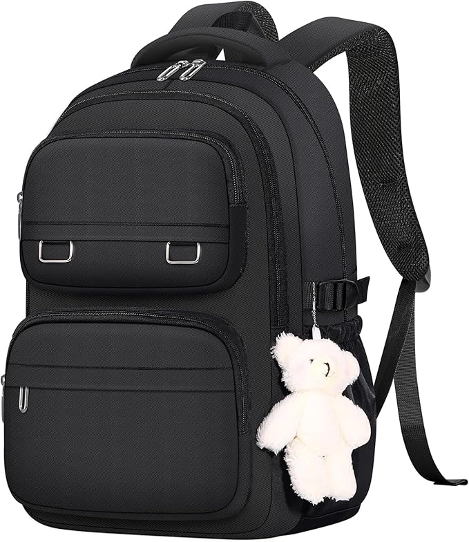 School Backpack for Kids Girls Cute Travel Backapck for College Women Men Casual Laptop Bookbag for Teen Student(Black)