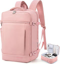 SHOWKOO Laptop Backpack for 17 Inch Laptop, 40L Expandable Large Capacity Backpack, TSA Carry On Travel Backpack with Padded Laptop Compartment, Water-Resistant College & Commuter Bag, Pink