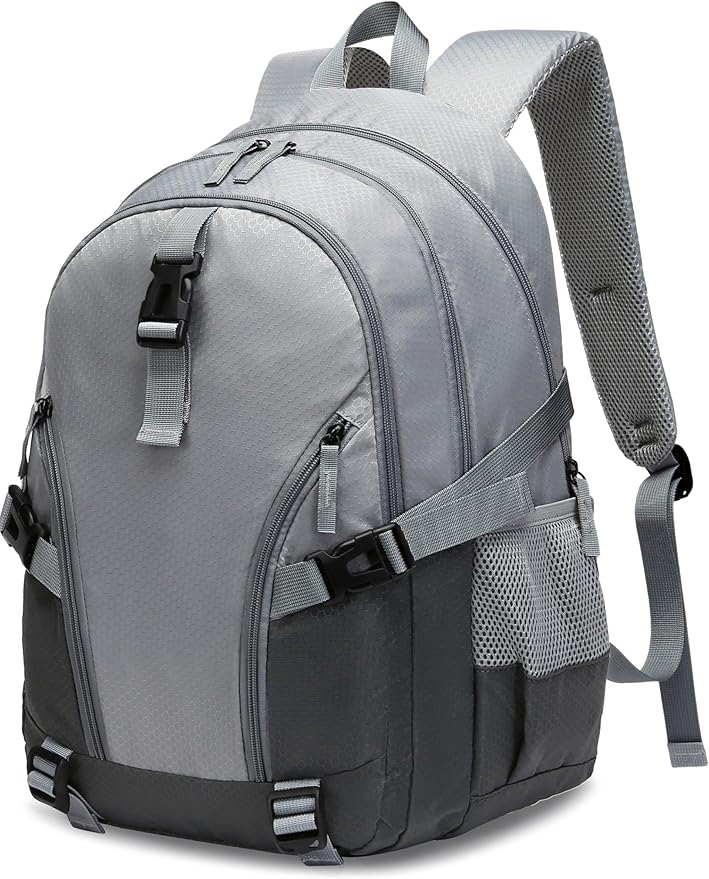 BLUEFAIRY High School Backpack for Girls Boys Middle School Bookbag for Kids Back to School Bag for College with Large Compartment Casual Daypack Mochilas para Niñas Adolescentes 18" Ash Grey