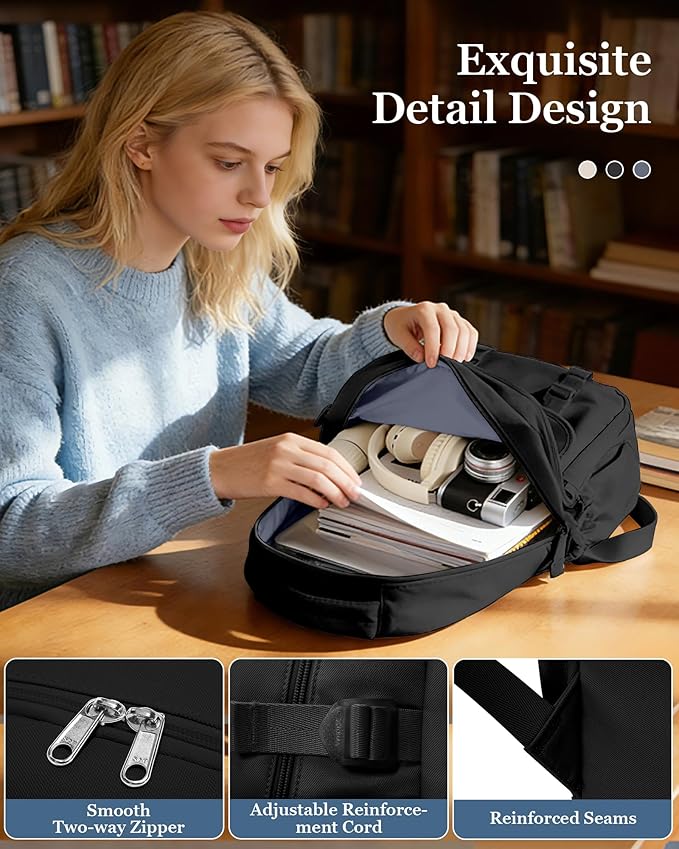 Black Waterproof Aesthetic Backpack For School, Cute High School Bookbag For Teen Girls Boys, Lightweight Casual Daypack Backpack For Women Men, College Backpack With Lots Of Pockets