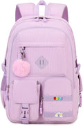 Girls Laptop Backpack Corduroy Bookbag For Teen Big Studen School Bag Durable Travel Daypack (Purple)