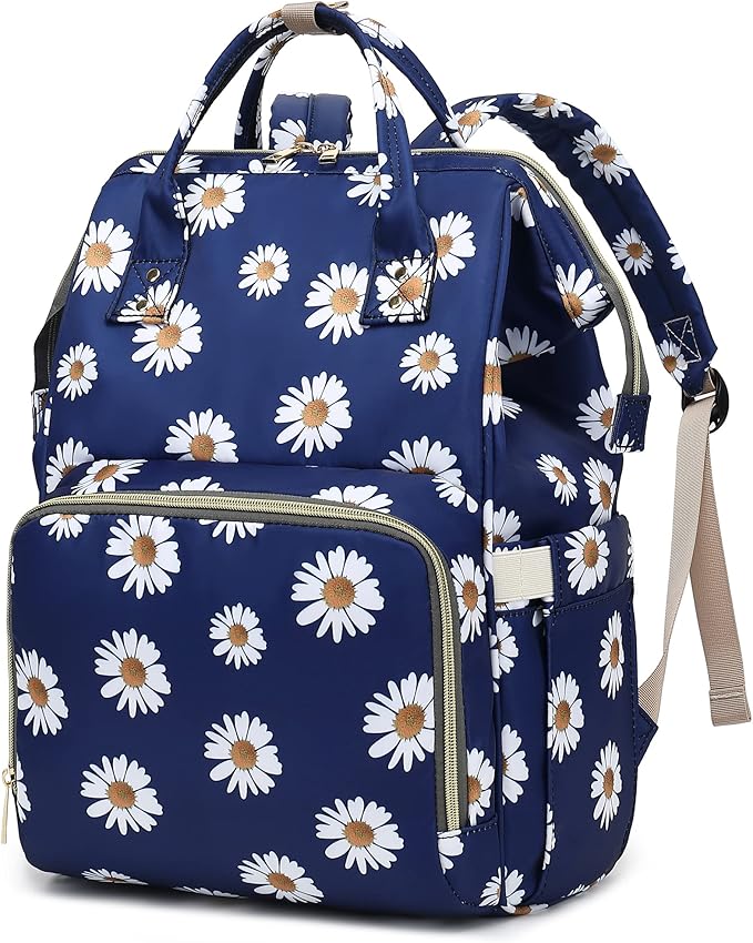 Daisy Laptop Backpack for Women Men, 15.6 inch College School Backpack Bookbag for Work/School/Travel/Business (Blue)