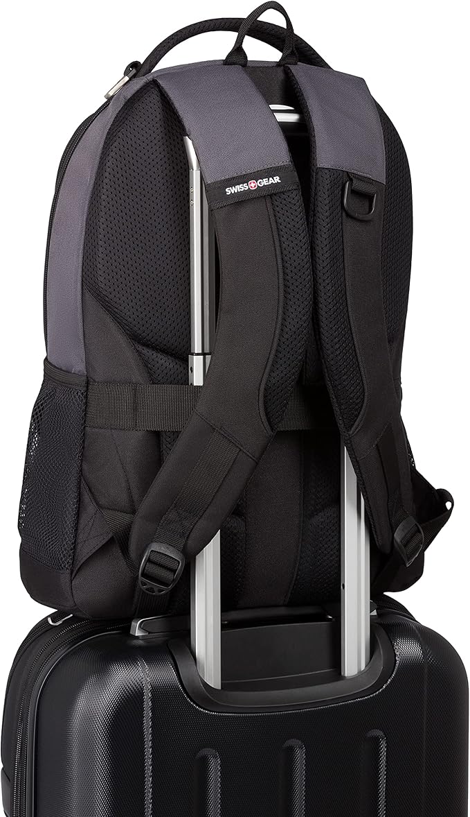 SWISSGEAR Cecil 18-Inch Laptop Backpack Fits 16-Inch Laptop, Travel Daypack with Organizer Pockets, Water Bottle Holders & Padded Straps – Dark Grey/Black