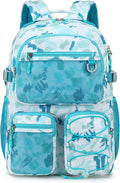 Lohol Multi-Pocket Backpack for Travel College, Heavy Duty Big Bookbag with 15.6 inch Laptop Compartment (Green Graffiti