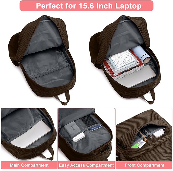 Backpack for School Girls and Boys, Lightweight School Bookbag for Teens, College Students Women & Men, Cute Large Laptop Backpack Fits 15.6 Inch Notebook (Machine Washable)