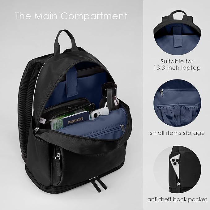 Gym Backpack for Women Men, Lightweight Gym Bag with Shoe Compartment, Waterproof Workout Backpack with Wet Pocket