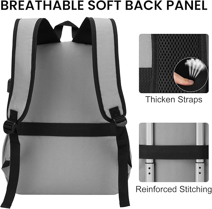 Laptop Backpack for School Teen Boys Girls, Lightweight Casual Backpacks for Men and Women, Classic Basic Water Resistant Casual Daypack, 15.6 Inch Laptop Bookbag for College High School Travel, Grey