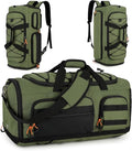 Searock 45L Gym Bag for Men, 3-In-1 Duffle Bag Backpack for Travel, Sports Duffel Bags for Gym Workout, Weekender Overnight Bag with Shoe Compartment, Wet Pocket, Green