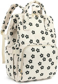 Laptop Backpack for Women, Corduroy College School Backpack Bookbag 15.6 inch Business Computer Travel Backpack (Flowers)
