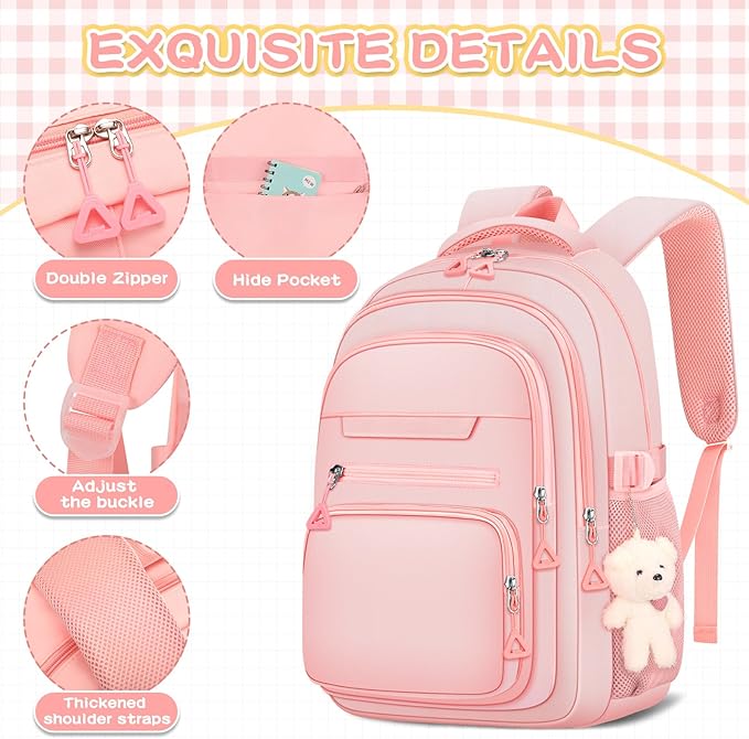 Cute Girls Backpack for School Kids Travel College backpack for Women Teen Pink Bookbags Aesthetic Laptop Bagpack