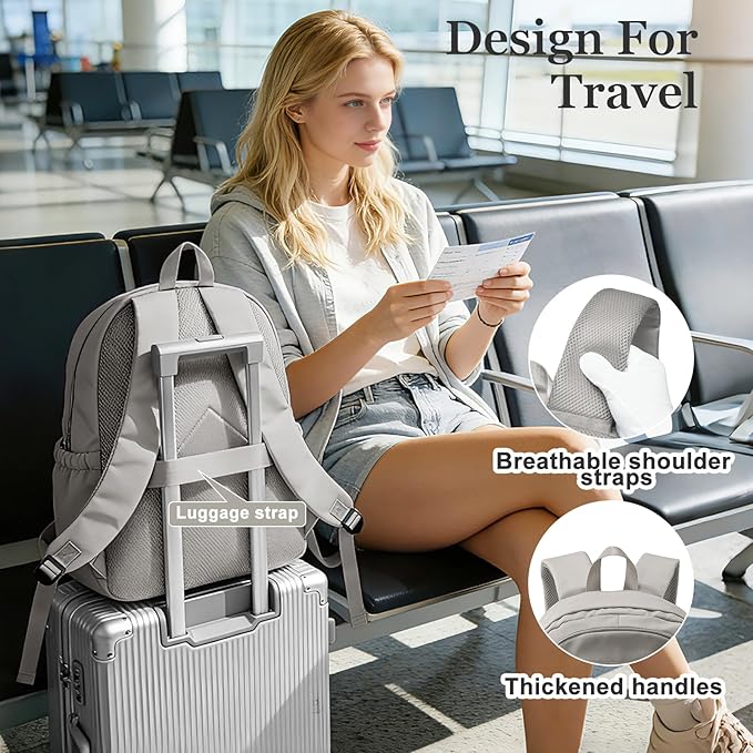 College Backpack For Women Men,Lightweight High School Bag,School Backpack With Lots Of Pockets,Cute Bookbag For Teens Boys Girls,Casual Daypack Backpack For School(Gray Brown)