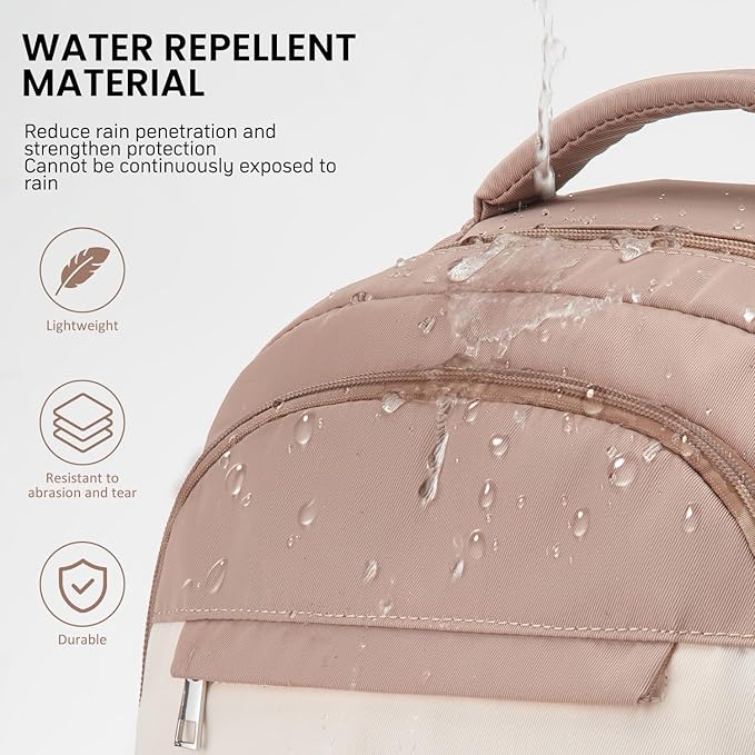 Student Laptop Backpack for College Teen Girls, Cute Middle High School Bag Women Bookbag Large Travel Back Pack Fit 15.6 Inch Laptop (Khaki Beige)
