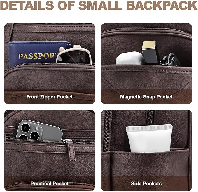 Small Backpack Purse for Women, Mini Backpack Vegan Leather with RFID Blocking & Tablet Pocket, Cute Shoulder Handbag for Travel, School & Work Coffee Brown