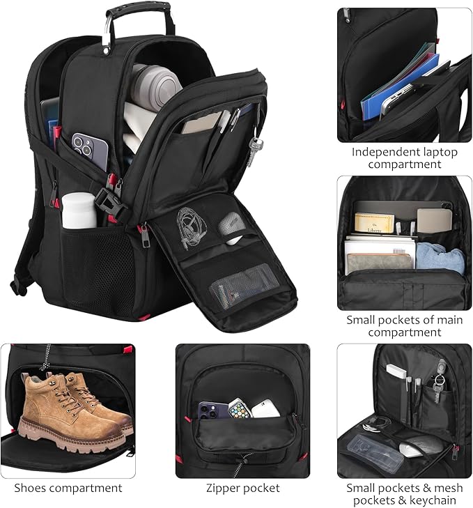 YAMTION Men Laptop Backpack 18.4in with Shoe Compartment for Gym Camping,Large Carry On Travel Bag,Boys College Bookbag School Backpack for Women