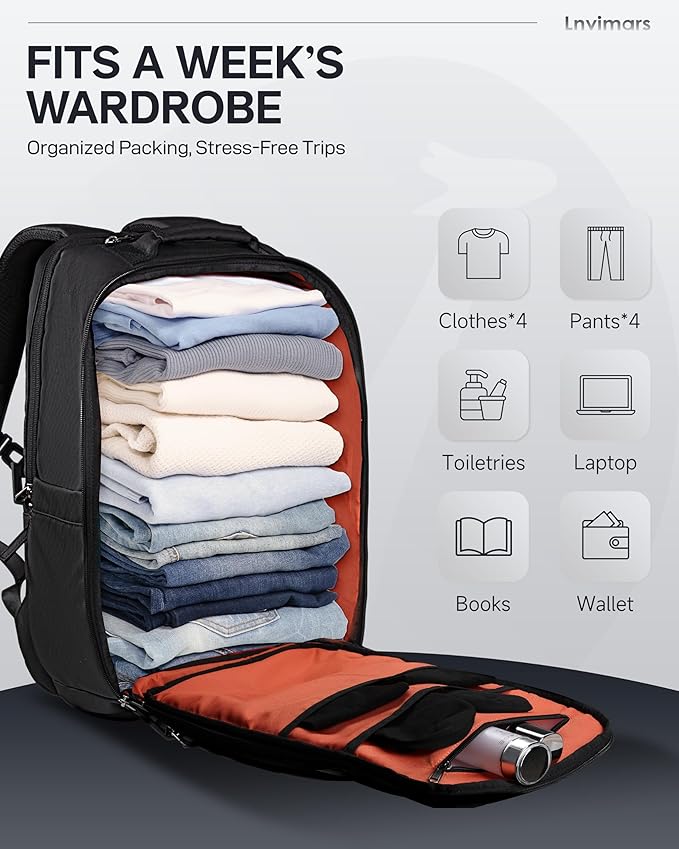 28L Travel Backpack for Men Laptop Backpack Women, Lightweight Computer Mens Business Travel Backpack w/ 15.6 Inch Macbook, Large Capacity Laptop Bag