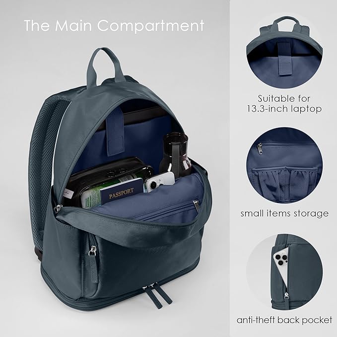 Gym Backpack for Women Men, Lightweight Gym Bag with Shoe Compartment, Waterproof Workout Backpack with Wet Pocket