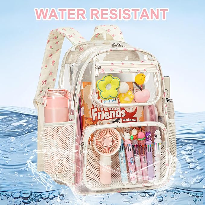 Bluboon Clear Backpack Heavy Duty Kids Boys Clear Bookbag See Through Backpacks with Pencil Case for College Work