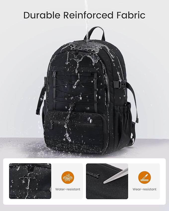 LOVEVOOK Laptop Backpack for Women & Girls, Large Capacity Everyday Backpack with Water Bottle Holder, Chic Versatile Backpack Purse, Lightweight Casual Daypack for Work, Travel, College, Black