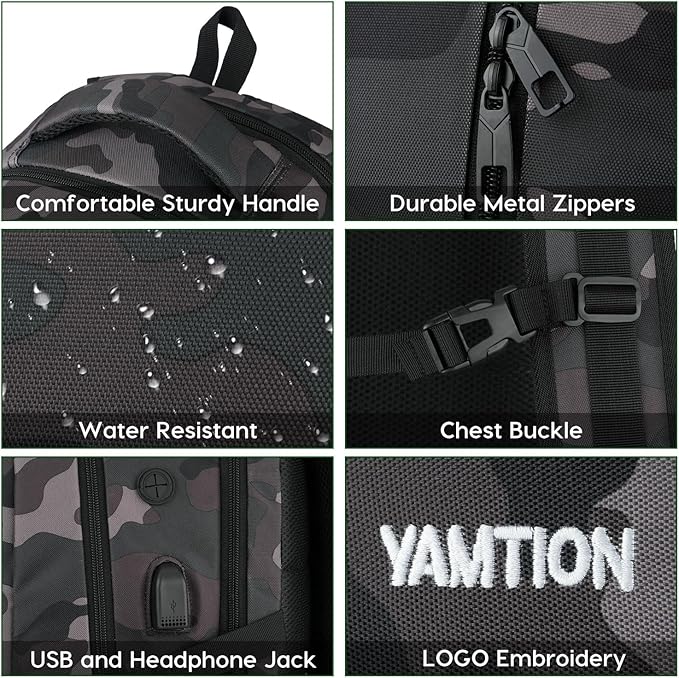 YAMTION School Backpack for Teen Boys Men,17.3 Inch Laptop Bookbag for High School College Students Work Office Business Travel