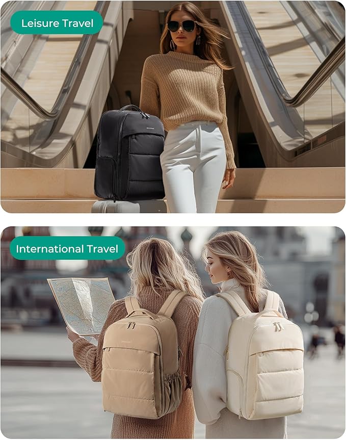 BAGSMART 30L Travel Backpack for Women, Carry on Backpack for Airplanes, Gym Backpack with Shoe Compartment, Lightweight Travel Bag Fits 15.6 Inch, Water-Resistant, Desert