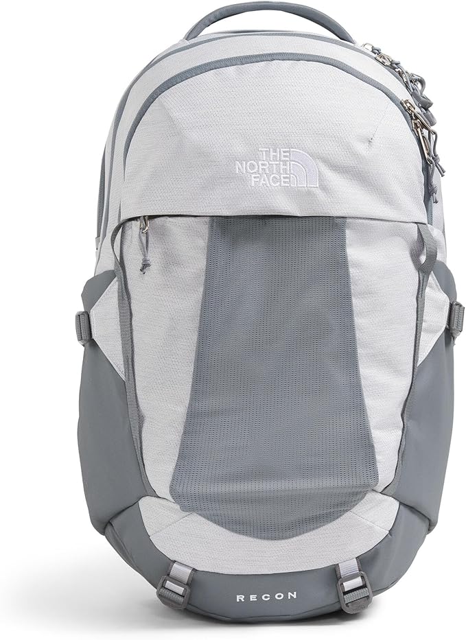 The North Face Women's Recon Everyday Laptop Backpack - Commuter Travel Bag, 18" Laptop Sleeve, Water-Repellent, TNF White Metallic Mélange/Mid Grey-NPF, One Size