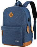 SUPACOOL Lightweight Laptop Backpack with USB Charging Port for Men and Women, Double Layers Backpack for College, Work, Travel, Casual(Navy Blue)