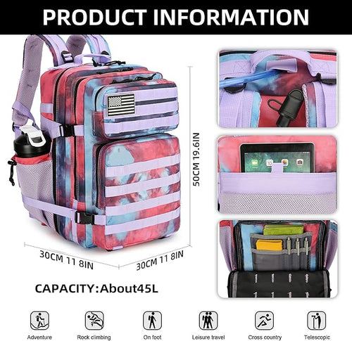 45L Tactical Assault Backpack 3 day assault pack with Molle Waterproof backpack Rucksack for Tactical Backpacks (Nebula Camo)