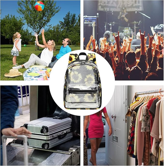 BTOOP Clear Mini Backpack for Stadium Events 12x12x6 Small Transparent Backpacks Plastic See Through Clear Bag for Concerts Work Festival Security Travel