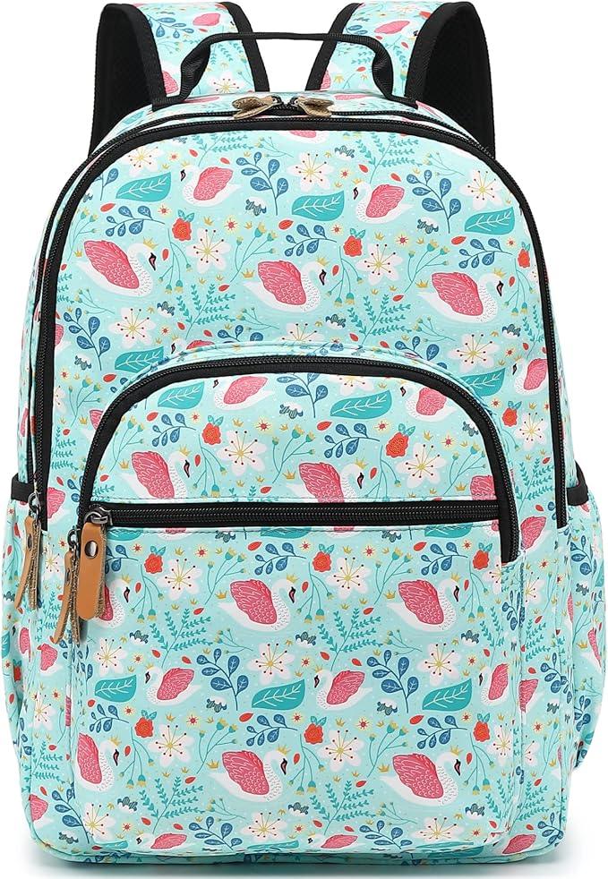 Leaper Water-resistant Cute Swan Laptop Backpack Travel Bag College Backpack Laptop Bag Satchel Water Blue
