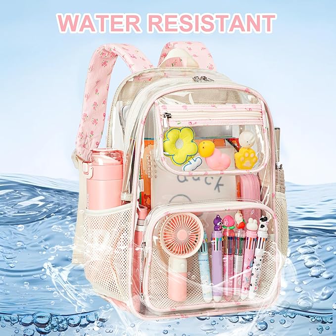Bluboon Clear Backpack Heavy Duty Kids Boys Clear Bookbag See Through Backpacks with Pencil Case for College Work