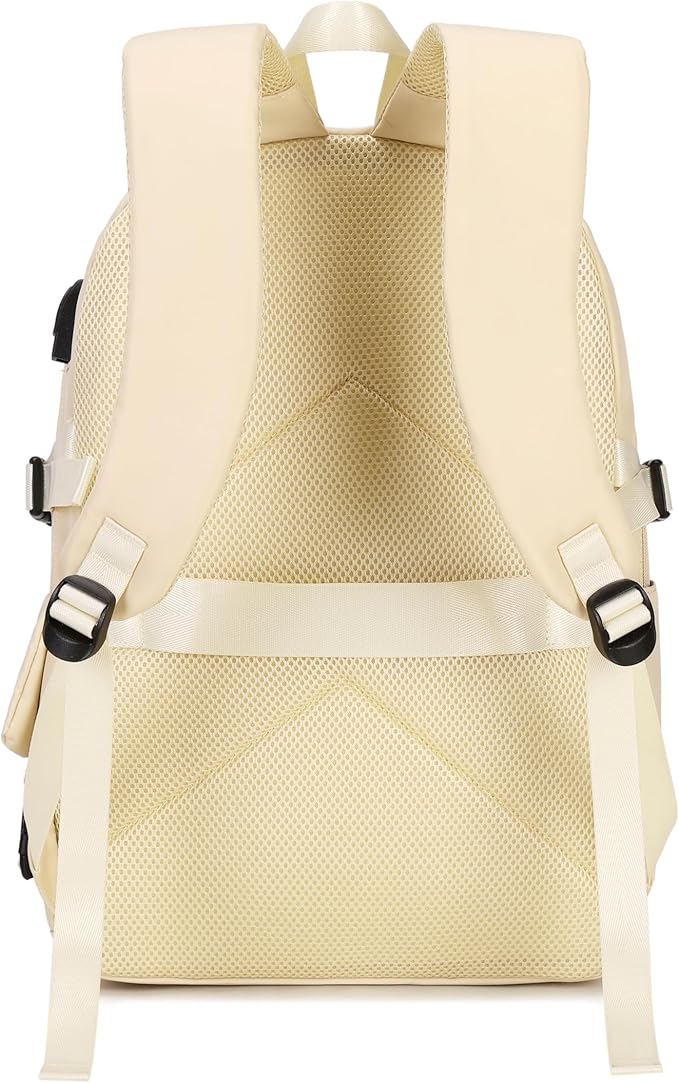 Joymoze Women Fashion Travel Backpack Set Roomy Laptop Rucksack Set Casual Daypack for Girl Ivory