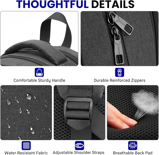 School Laptop Backpack for Women Men: 15.6 Inch College High School Backpacks with USB Charging Port Waterproof Travel Back Pack with Anti-theft Pockets Casual Work Daypack for Boys Students