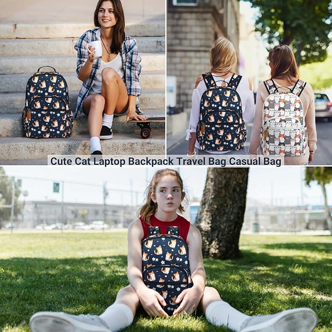 Leaper Water Resistant Backpack for Women: Durable Daypack Large Capacity with Laptop Compartment & 2 Water Bottle Pockets for Outdoor Enthusiasts Trekking Travel Work College Dark Blue