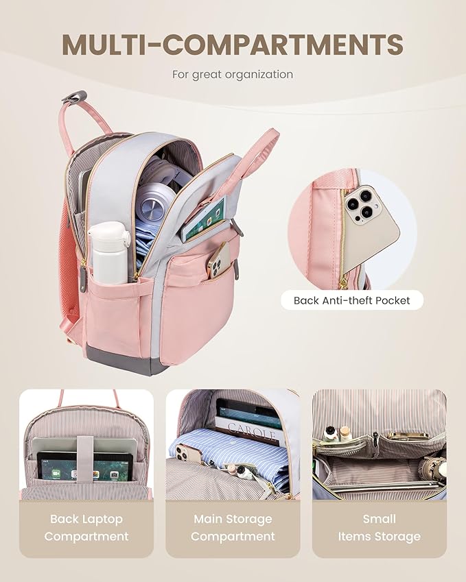 LOVEVOOK Travel Laptop Backpack Women, 15.6 Inch Anti-theft Laptop Bag with USB Port, Fashion Waterproof Computer Backpacks Teacher Nurse Backpack Purse for College Work