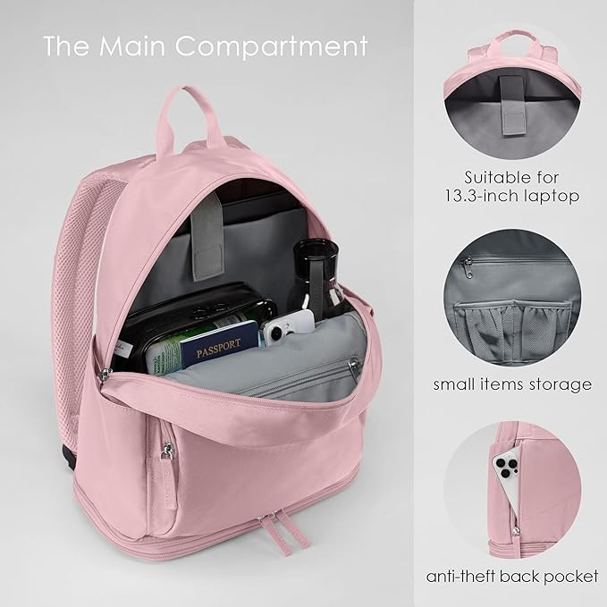Gym Backpack for Women Men, Lightweight Gym Bag with Shoe Compartment, Waterproof Workout Backpack with Wet Pocket