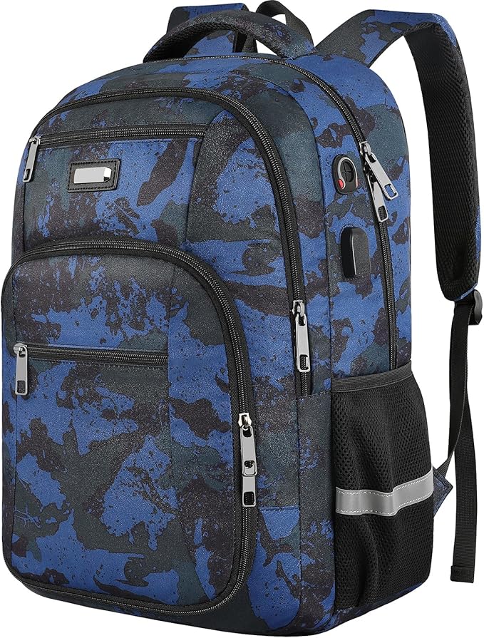 Jiefeike Laptop Backpack for Men, Large Travel Backpack TSA Friendly Anti Theft Backpacks with USB Charging Port, Water-Resistant Bag Daypack for Work, 17.3inch Approved Computer Bookbag & Notebook