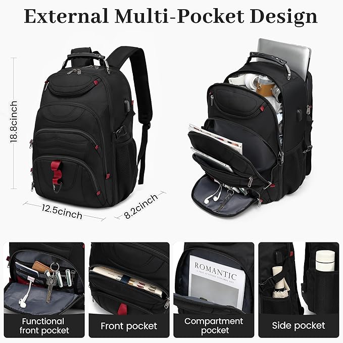 Boavan Vacuum Seal Backpack for Travel with Pump, 55L Large Bag with Zipper‑Off Detachable Vacuum Compression Bag Waterproof Carry On Large Travel Bag for Airline，Bags and Backpack Used Independently