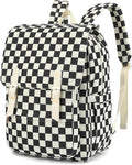 Corduroy Laptop Backpack for Women, Fits 15.6 Inch Computer Bag, College High School Bookbag Travel Daypack Purse, Work Business Bags - Corduroy Checkered Black