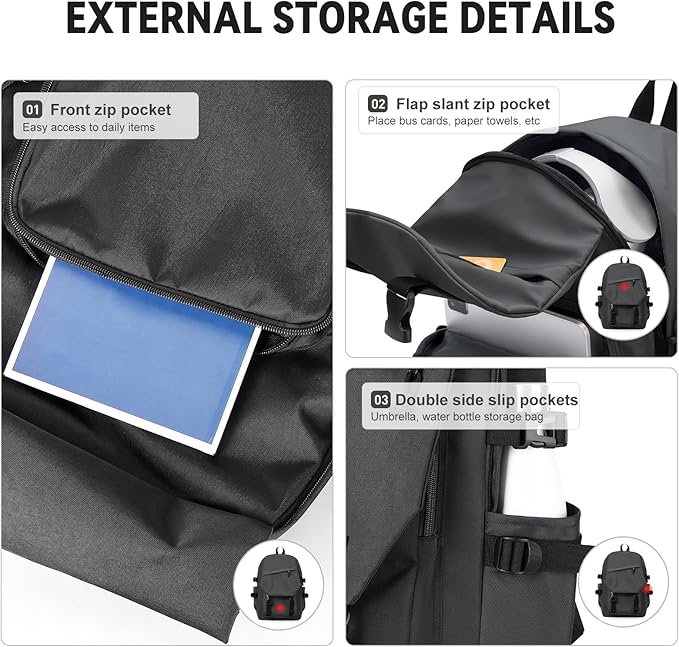 Casual Daypack Large upgraded version College Laptop Backpack for Men Women Water Resistant Lightweight School Bag Travel Rucksack for Sports High School Middle Bookbag for girls Size L(Dark grey)