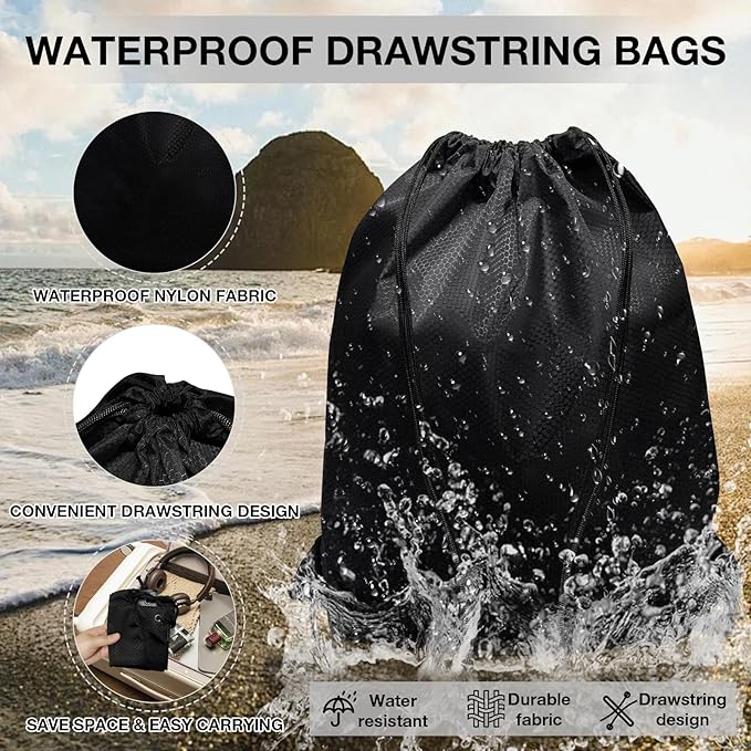 HIIXHC 4-Pack Black Drawstring Backpacks, Cinch Bag, Lightweight & Washable Sackpack, Perfect for Gym, Sports, Travel - Men & Women,X-Large 22.4"x17.5" (4, Black)