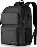 BIKROD Backpack for School Teen Boys and Girls, School Backpack for Men and Women, Large Kids Bookbag with USB Charging Port Fit 15.6 Inch Laptop/Notebook, Black