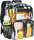 Vorspack Clear Backpack for School - Heavy Duty See Through Bookbag for Girls Boys Large Transparent Backpacks for Work, Travel, Festival - Black