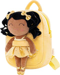 Gloveleya Toddler Backpack Baby Ballerina Girl Gifts Plush Curly Hair Ballet Backpack - Black Blonde 9 inches