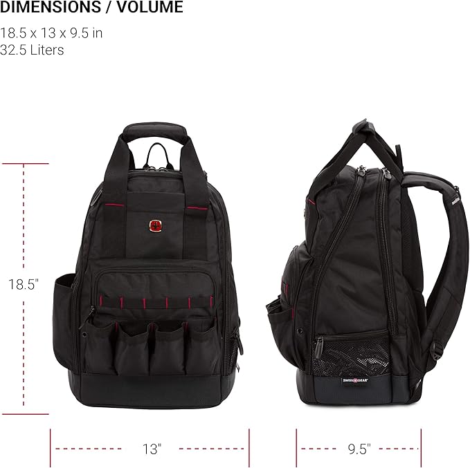 SwissGear Tool Bag Backpack, Fits Up to 15-Inch Laptop, Work Pack, Black