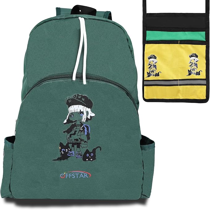 Offstar Travel Backpack, Leisure Backpack, Simple Cute Backpack, Anime Theme Bag, Sports Backpack, Suitable for Lighter Days or Weekend Outings, Military Green