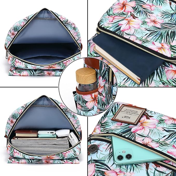 YGR Floral Laptop Backpack for Women, Female, School, Travel, Business, Outdoor Sports, Office, Work
